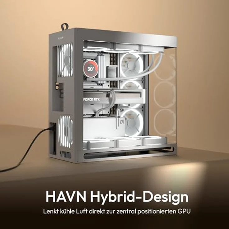 HAVN HS 420 PC-Gehäuse, Midi-Tower, E-ATX, Tempered Glass - Weiß – Bild 2