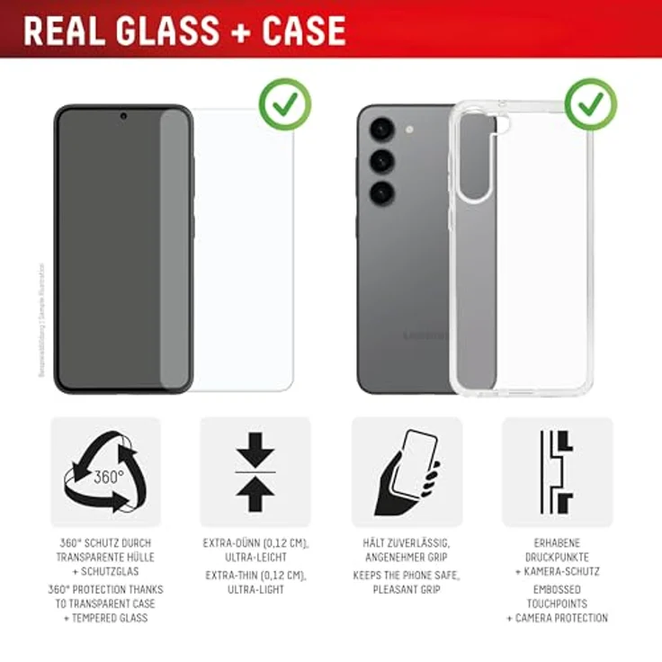 Displex Real Glass MountMaster für Samsung Galaxy S26+, 360° Displayschutz mit Easy-On Installation, inklusive transparentem Case, kratzfest, Ultra HD Klarheit – Bild 3