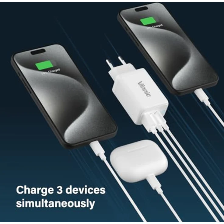 Vinnic FERNOW GaN USB-C Ladegerät, 45W Multi-Port mit USB-C PD & USB-A, Galliumnitrid-Technologie für Laptop, MacBook und iPhone, AC 100-240V – Bild 3
