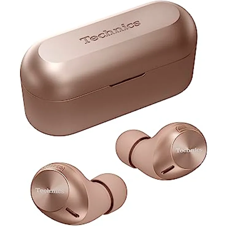 Technics EAH-AZ40M2EN kabellose Ohrhörer mit Noise Cancelling, Multipoint Bluetooth, bequemer In-Ear-Kopfhörer mit integriertem Mikrofon, anpassbare Passform, bis zu 5,5 Stunden Wiedergabe, Roségold