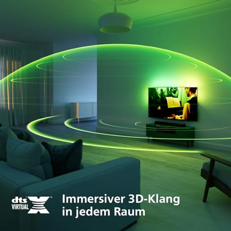 Philips TAB5109 Soundbar 2.0-2 Kanal 120W, DTS Virtual X, Bluetooth 5.4, HDMI ARC, optische Verbindung und USB-Konnektivität - Dunkelgrau – Bild 4