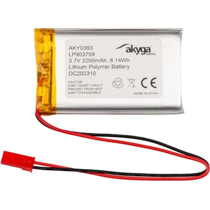 Akyga LP903759, LiPo Akku 3.7V 2200 mAh mit PCM-Schutz und JST-Stecker – Bild 1