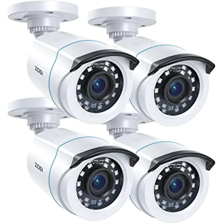 ZOSI 4 Pieces 2MP 1080P Outdoor Video Surveillance Camera Set, Full HD, Weatherproof, Night Vision, for CCTV DVR System