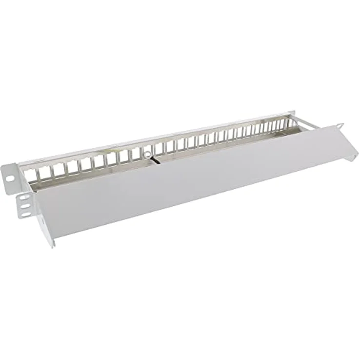 InLine® Patchfeld 24-Fach, Keystone Leerblech Patchpanel mit Auszug, 19", 1HE, lichtgrau RAL7035, geeignet für Cat.6a, Cat.6, Cat.5 Module – Bild 4