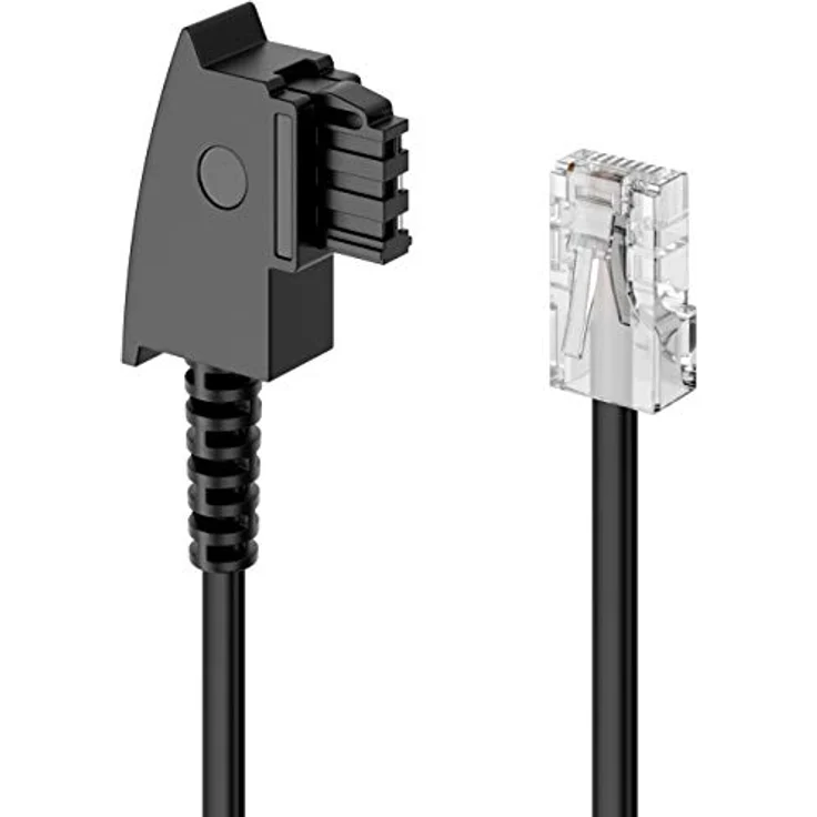 deleyCON 20m Routerkabel TAE-F auf RJ45 (8P2C), flexibles Anschlusskabel für DSL ADSL VDSL Router, kompatibel mit Fritzbox - Schwarz – Bild 3