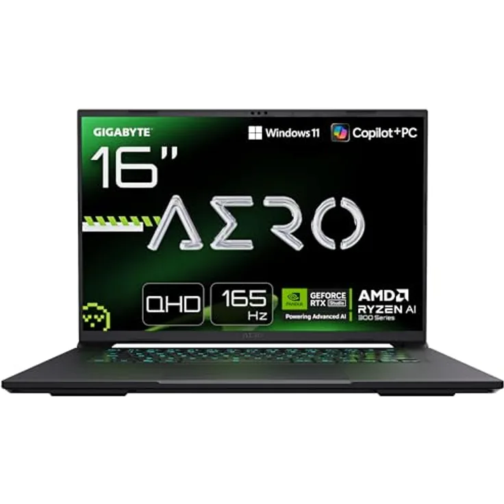 Gigabyte AERO X16 2WH Gaming-Laptop, 16" WQXGA 165Hz, AMD Ryzen AI 9 HX 370, NVIDIA RTX 5070, 32GB DDR5, 2TB Gen4 SSD, Windows 11 Pro, 2 Jahre Garantie