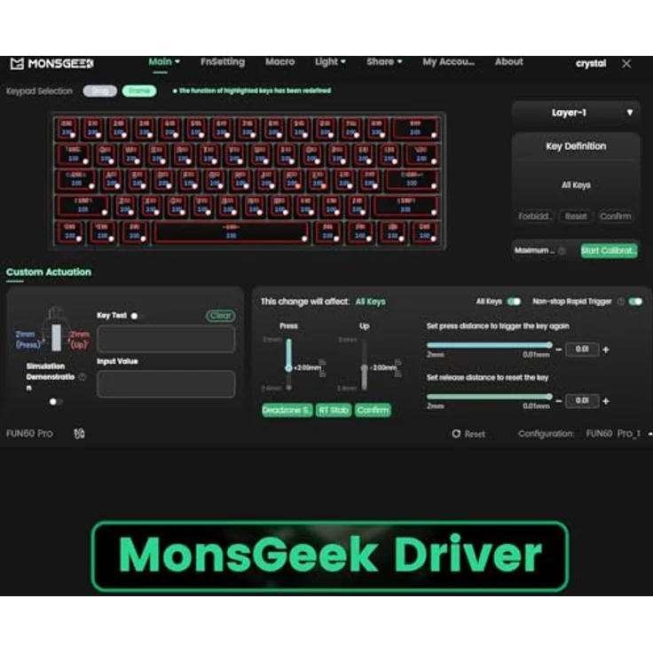 Akko MonsGeek FUN60 Pro Gaming-Tastatur, RGB, Glare Magnetic Switch – schwarz, ANSI (US) – Bild 7