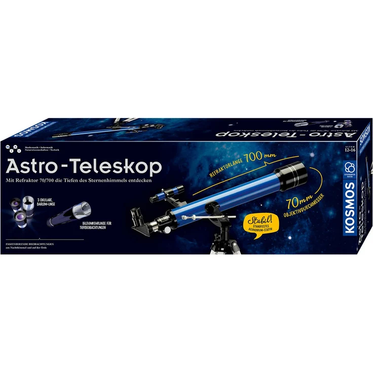 Kosmos Teleskop Astro-Teleskop, mit Aluminiumstativ, 35-, 56- und 175-fache Gesamtvergrößerung – Bild 1