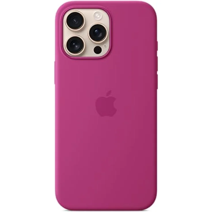 Apple iPhone 16 Pro Max Silikon Case mit MagSafe – Fuchsia, recyceltes Silikon, Mikrofaserfutter, Saphirkappe, magnetische Ausrichtung – Bild 1