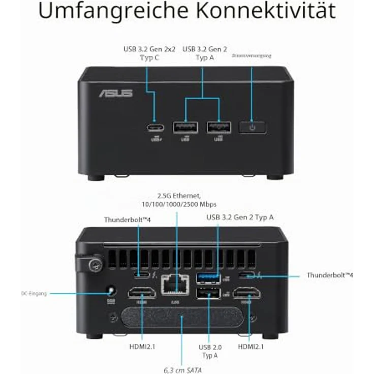 ASUS NUC 14 Pro RNUC14RVHU500000I, Mini-PC mit Intel Core Ultra 5 125H, 0 GB RAM, Intel Arc Graphics, Bluetooth 5.3, Wi-Fi 6E, Schwarz – Bild 3
