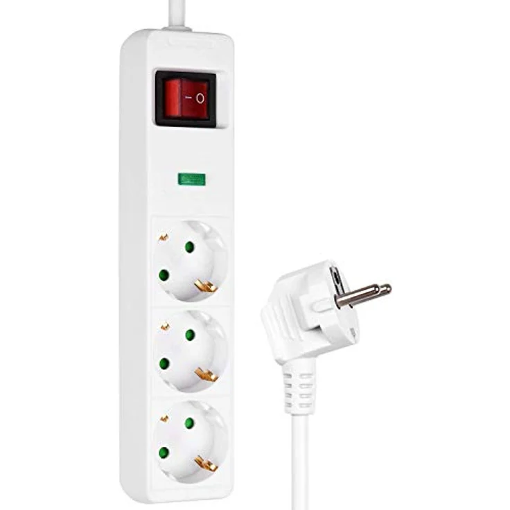 HEITECH 3 fach Steckdosenleiste mit Überspannungsschutz - GS geprüfte Mehrfachsteckdose mit Schalter, 1,4 Meter Kabel, 4500A, 3680W - Steckerleiste Mehrfachstecker – Bild 1