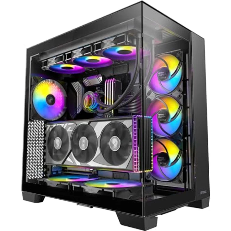Antec C8 ARGB PC-Gehäuse mit 2 x TQR 160 mm und 1 x TQ 140 mm ARGB PWM Lüfter, Doppelkammer-Layout, Typ-C, 360 mm Heizkörperunterstützung, Nahtlose TG-Front- und Seitenwände, RTX 40 – Bild 1