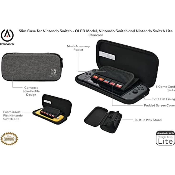 PowerA Slim Case für Nintendo Switch OLED Model, Grau - Preisvergleich – Bild 2