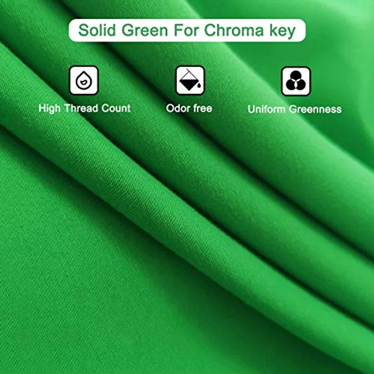 Heysliy Grüner Bildschirm Hintergrund mit Ständer, 2 x 2 m, 1,5 x 2 m, GreenScreen Fotografie Hintergrund Kit für Gaming, Fotostudio, Stream, Chroma Key – Bild 4