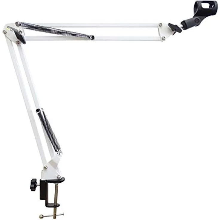 keepdrum NB35 WH Weiss Tisch-Mikrofonarm Mikrofonstativ Schwenkarm zur Tischmontage