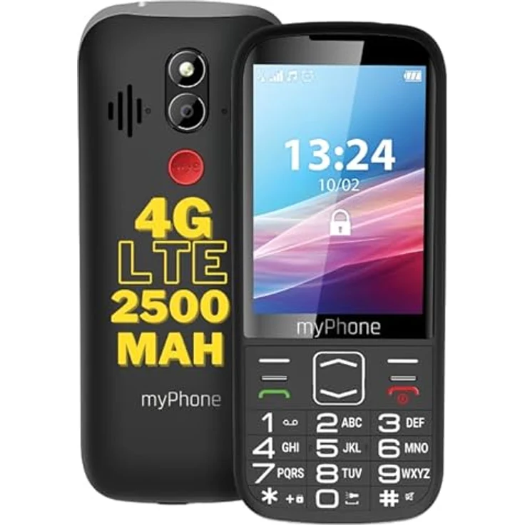 myPhone Halo 4 LTE Seniorenhandy ohne Vertrag, Dual-SIM, 3,5 Zoll Display, 2500-mAh-Akku, SOS-Taste und Fackel, Schwarz – Bild 1