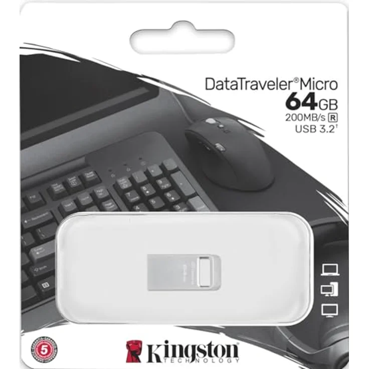 Kingston DATATRAVELER MICRO 128GB USB-Stick, USB 3.2, Lesegeschwindigkeit 200 MB/s, Metallgehäuse – Bild 3