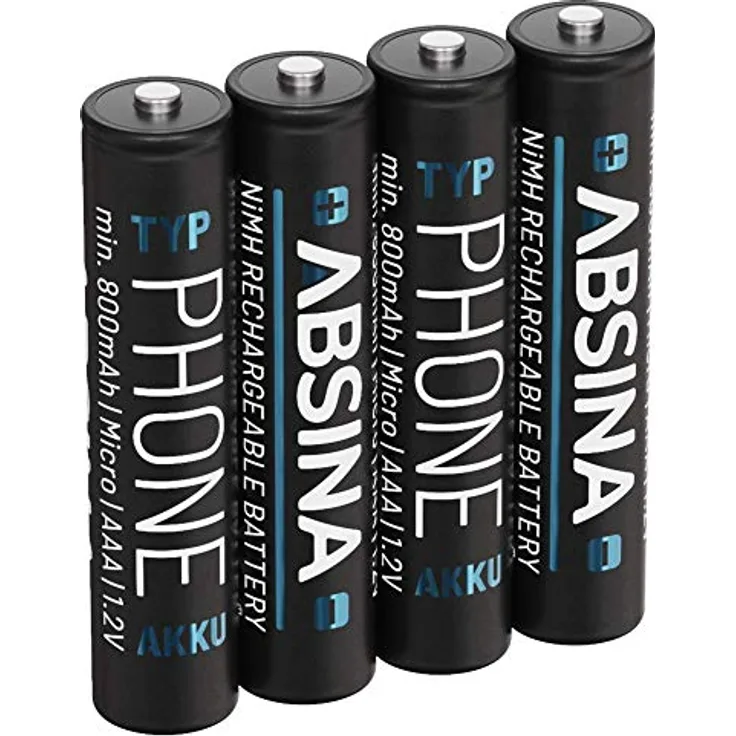 Absina Micro (AAA) Akku NiMH 1.2V 800 mAh, 4er Pack, wiederaufladbar und umweltfreundlich