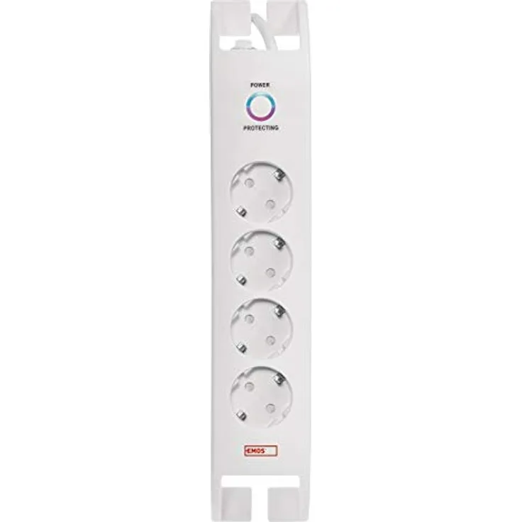 EMOS P54212 4er Steckdosenleiste mit Überspannungsschutz, 2m Kabel mit Schalter und LED-Anzeige, Schutzkontakt-Mehrfachsteckdose, 900 J, Ableitstrom 15000 A