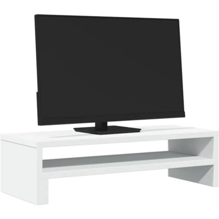 vidaXL Monitorständer Weiß, Holzwerkstoff, 54x22x15 cm, mit reichlich Stauraum, max. belastbar bis 25 kg – Bild 4