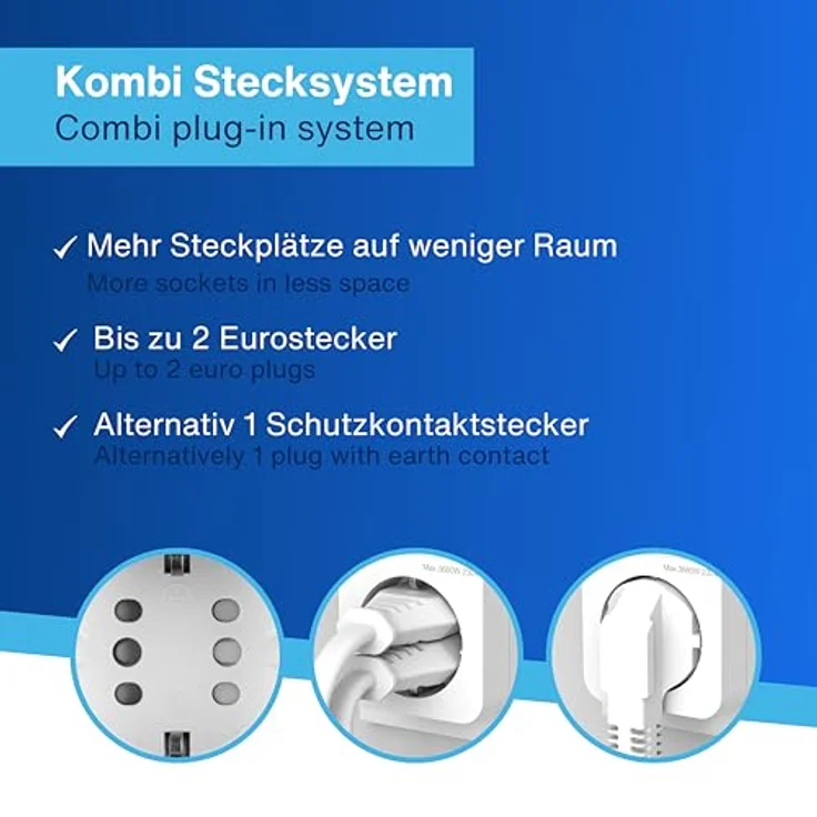 REV Steckdosenadapter COMBINI, Schaltbare Schutzkontaktsteckdose mit Kombi-Stecksystem, 1-fach, energiesparend, weiß – Bild 3