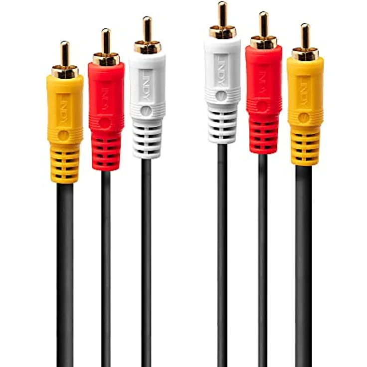LINDY 35690 Premium Audio-Video-Kabel, 3X RCA (Cinch) Stecker/Stecker, 1m, weiß, 1 Meters – Bild 1