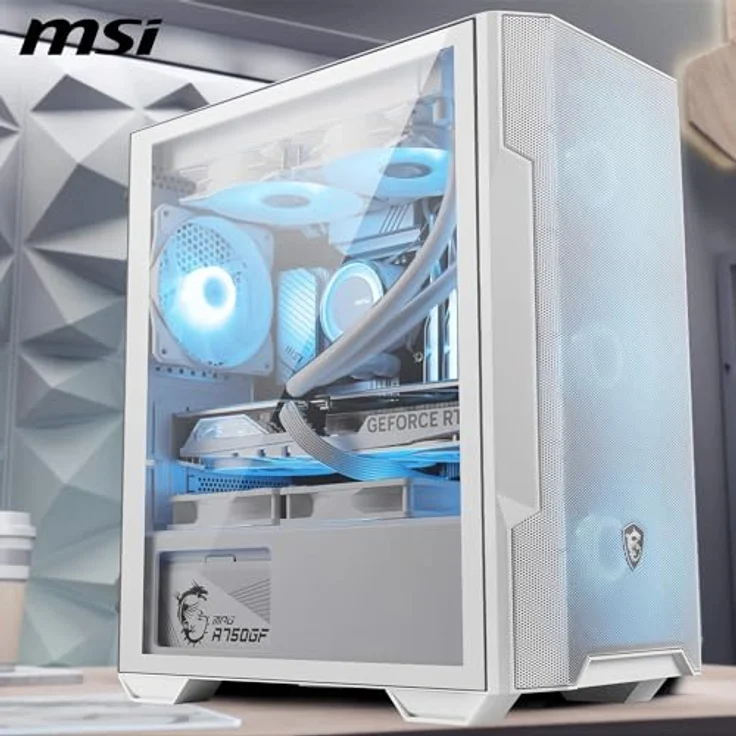 MSI MAG FORGE M100R, Micro ATX PC-Gehäuse in Weiß mit gehärtetem Glas und RGB-Beleuchtung – Bild 8