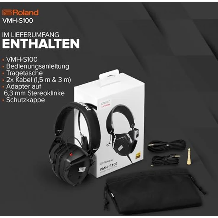 Roland VMH-S100, geschlossene Kopfhörer für Musikproduktion, Frequenzbereich 5-40.000 Hz, schwarz – Bild 6
