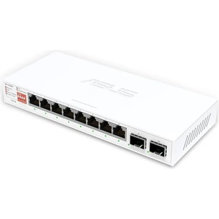 ASUS QG-U1080 8-Port 2.5G + 2-Port 10G SFP+ Switch, Netzwerk Switch mit Plug and Play, Weiss
