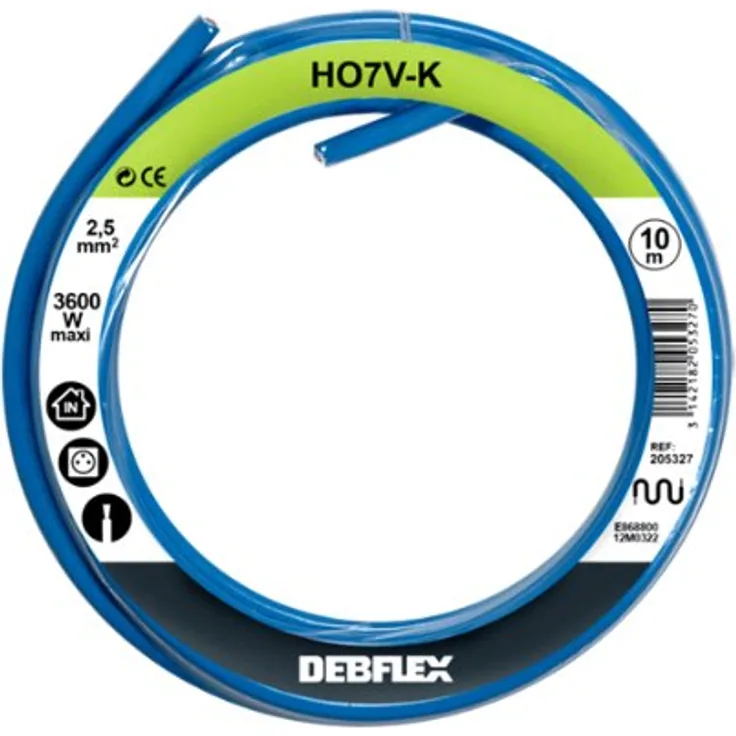 Debflex 205327 Spule HO7V-K 2,5, 10 m, Blau