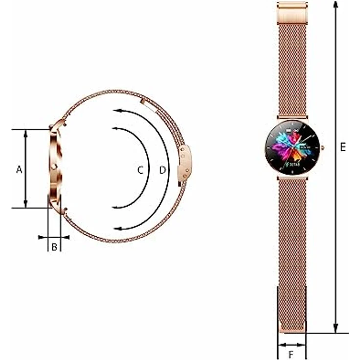 Manta smartwatch Damen 1,32 Zoll - IP67 Wasserdicht - Touchscreen - Schlafmonitor - Musiksteuerung - 22 Trainingsmodi - Fitness Tracker kompatibel mit Android/IOS - Alexa Gold SWU501GD – Bild 4