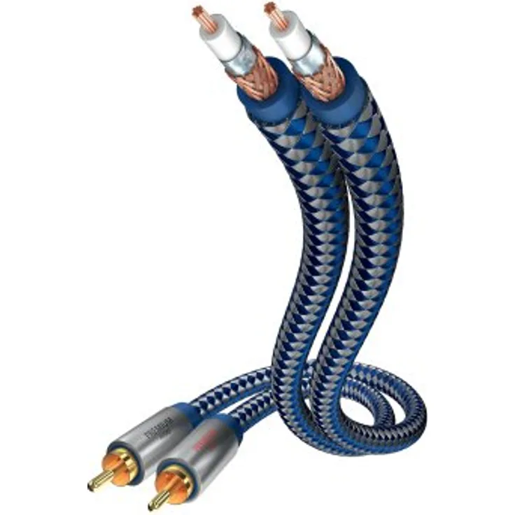 inakustik – 0040403 – Premium Stereo Audiokabel | Für kraftvollen und dynamischen Klang dank eines hohen Kupfergehaltes | 3,0m in Blau | 2-fache Abschirmung - Vollmetallstecker - moderner Geflechtschirm