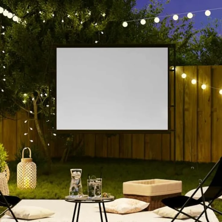 vidaXL Beamer Leinwand mit Ständer, 90 Zoll 4:3, tragbare Projektionswand in Mattweiss, stabile Eisenständer, 100% Polyester – Bild 2