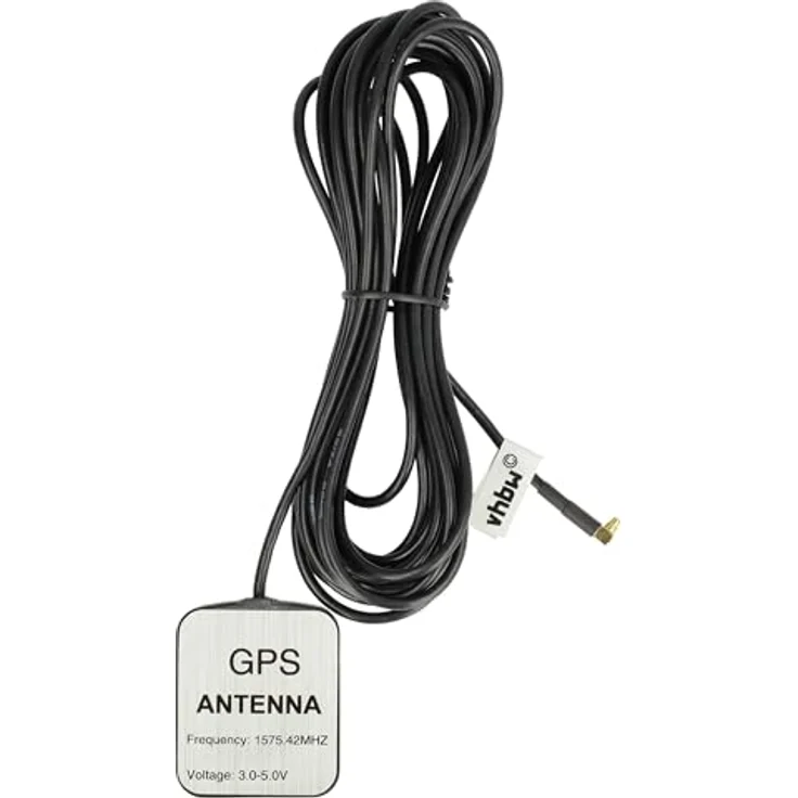 vhbw GPS Antenne für Blue Media Penny Navigation PNA BM 6300, MMCX-Anschluss, 5m Kabel, schwarz, Magnetfuß – Bild 3