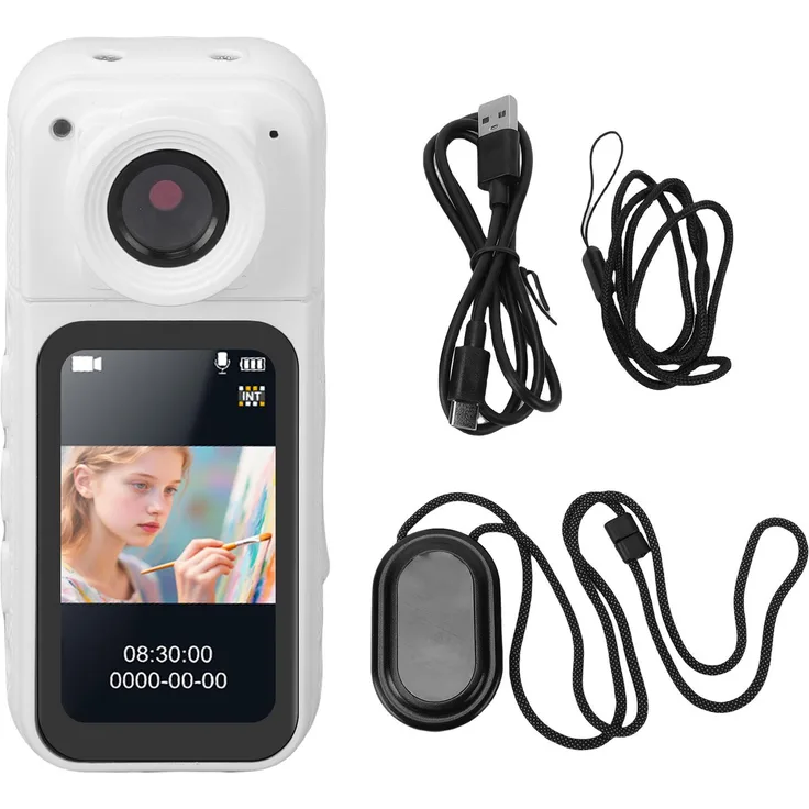 Lixada 1080P Daumen Action Kamera, magnetische Ein-Klick-Aufnahme, 180° drehbar, tragbarer Camcorder für Radfahren und Reisen, Weiß
