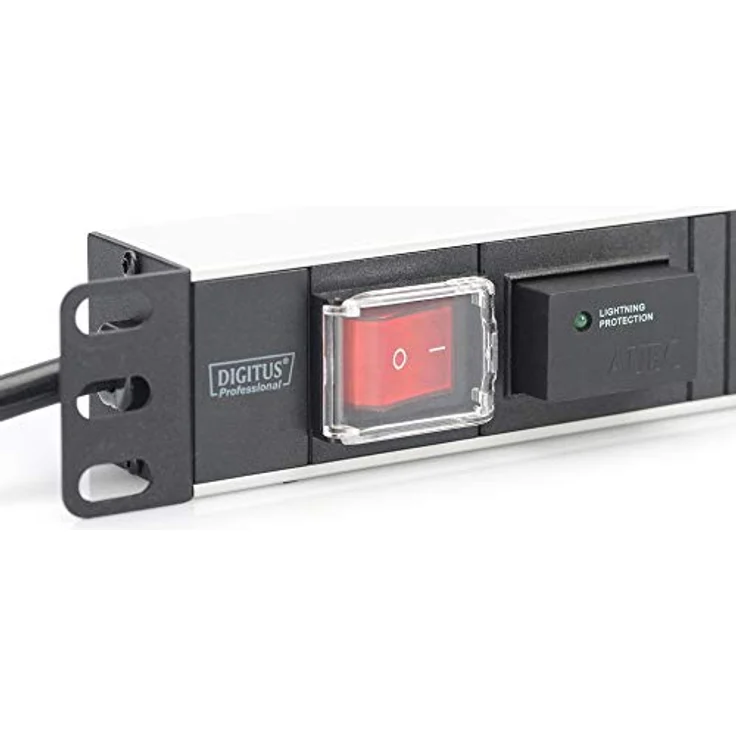 DIGITUS 19'' Steckdosenleiste, 7 Abgriffe, 1HE, 250VAC, 50-60Hz, 16A, 4000W, mit Schalter & Überspannungsschutz – Bild 5