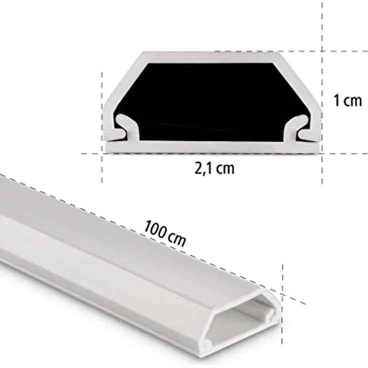 Hama Selbstklebender Kabelkanal weiß (3x Kunstoffleiste 1 Meter Länge, für 3 Kabel, eckige PVC Kabelabdeckung) - Preisvergleich – Bild 5