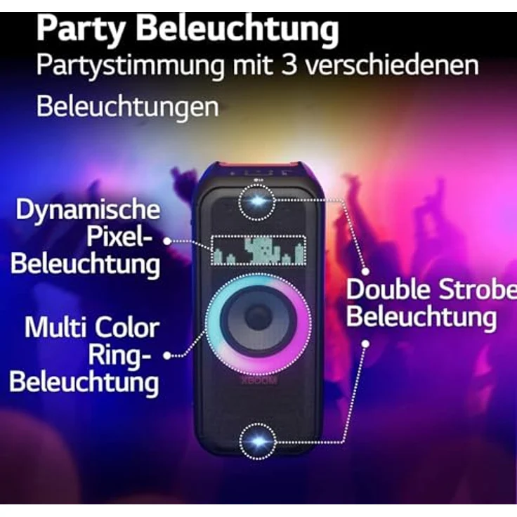 LG Tragbare Bluetooth-Lautsprecher DXL7T, leistungsstarker Bluetooth Lautsprecher mit kompakter Bauweise – Bild 6