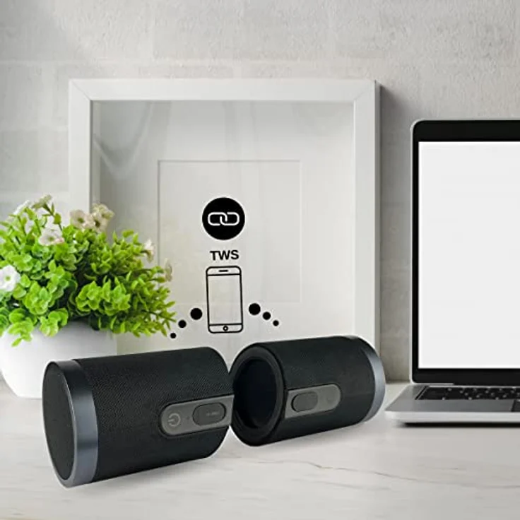 Fontastic „Pisa“ 2-in-1 Bluetooth Lautsprecher-Boxen, Mobile Musik-Box mit Mikrofon, IPX6 Portable Speaker bis zu 13h kabellos Musik hören, Tragbare Sound-Box Schwarz - Preisvergleich – Bild 3
