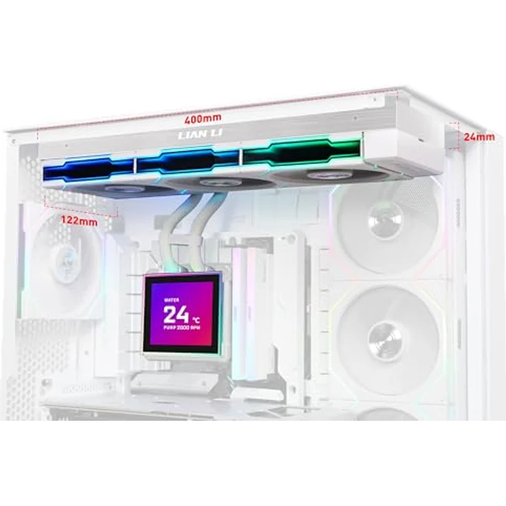 Lian Li HydroShift II LCD-S 360 AiO-Wasserkühlung mit 3,4" IPS-Display, kabellose Steuerung und innovativer Schlauchführung, Weiß – Bild 5
