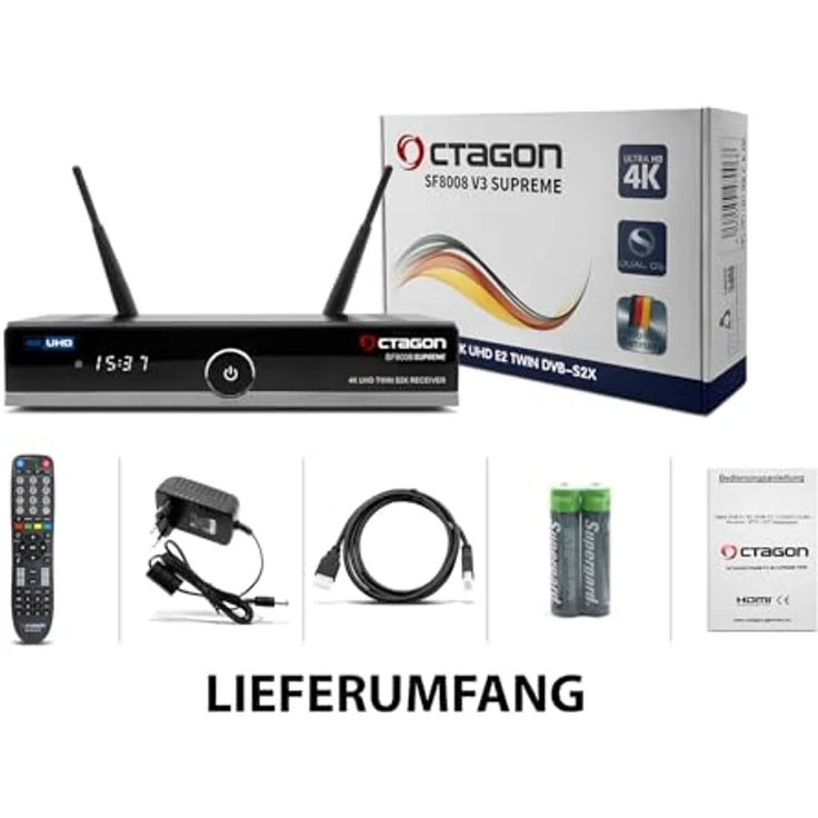 Octagon SF8008 V3 Supreme UHD 4K Twin Sat-Receiver, 256GB SSD, 2x DVB-S2X, Dual-Band WiFi, Schwarz – Bild 3