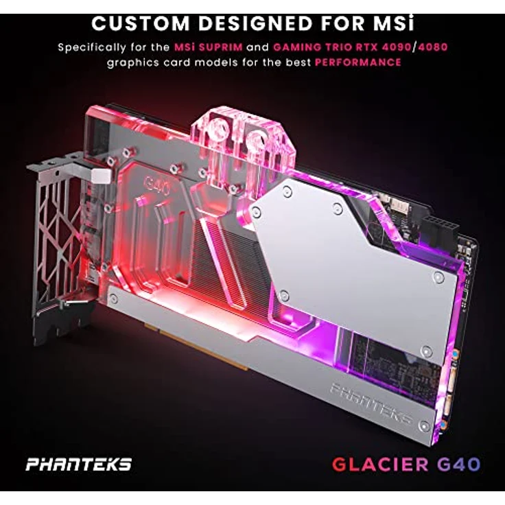 Phanteks Glacier G40 RTX 4080/90 Wasserkühlung inkl. Backplate für MSI, D-RGB - Chrom – Bild 2