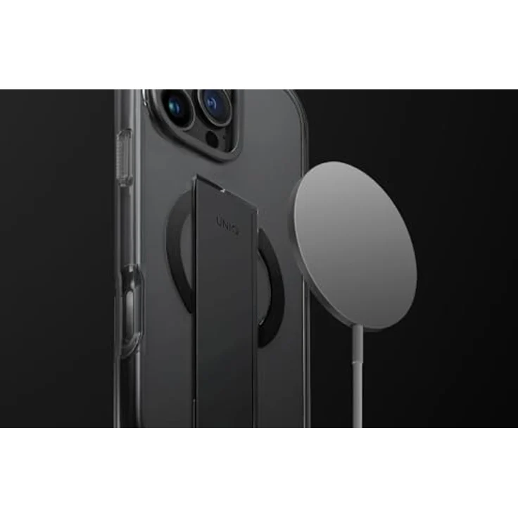 Uniq Heldro Max, Smartphone Hülle für Apple iPhone 16 Pro mit integriertem Kickstand, FlexGrip-Band und MagClick-Laden, Schwarz – Bild 4