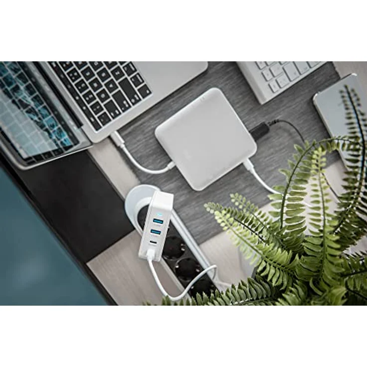 DIGITUS Universal GaN Ladegerät 100 W, 2-Port USB-C und 2-Port USB-A, Schnellladegerät Power Delivery (PD 3.0), kompakt und leicht, Weiß – Bild 2