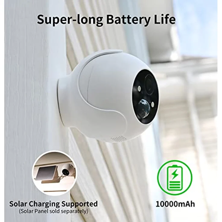 SwitchBot Überwachungskamera Aussen 1080P, Outdoor Kamera 2,4G WLAN Überwachung Akku mit 10000mAh Batterie, AI Personenerkennung, Farbnachtsicht, Kompatibel zu Alexa und Google Home, 256G SD-Speicher – Bild 4