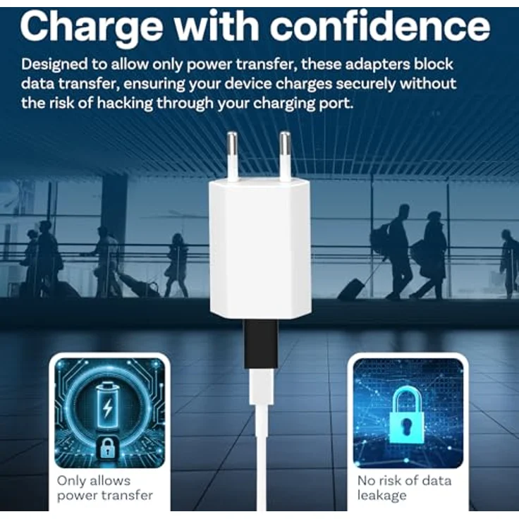 MMOBIEL USB Datenblocker, Lade-Only Adapter mit Datenschutzschutz vor Hackern und Juice Jacking, 2er Pack, Schwarz – Bild 3
