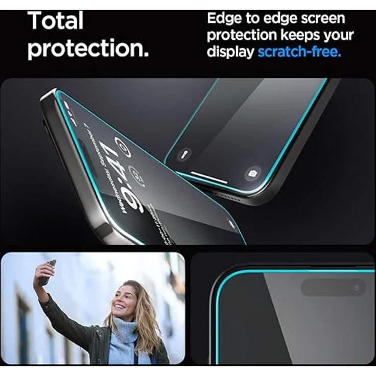 Spigen Glas.tR EZ Fit Displayschutzfolie für iPhone 15 Pro, 2 Stück, Kratzfest, 9H Härte, Transparent – Bild 5