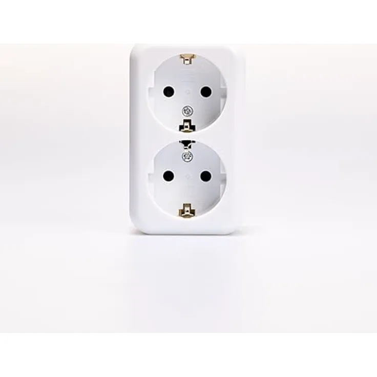 McPower Finery 2-fach Aufputz Steckdose | doppel Schutzkontaktsteckdose AP 250V/16A mit Einsteckschutz Shutter, weiß