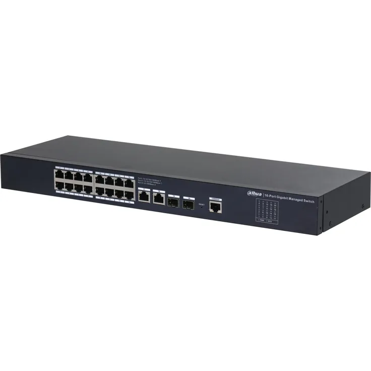 Dahua DH-SG4020, 20-Port Managed Desktop Gigabit Switch mit lüfterlosem Design, Schwarz