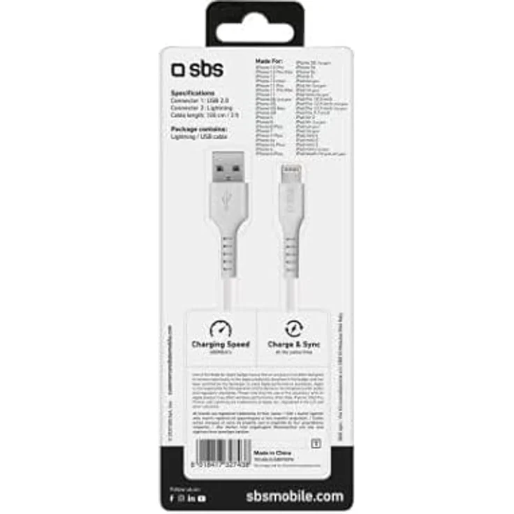SBS TECABLEUSBIP589W Lightning-Kabel 1 m Weiß (TECABLEUSBIP589W) – Bild 3